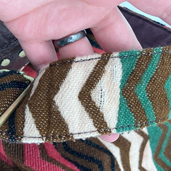 Free People Zola Tapestry Sling Bag, Crossbody Chevron Striped Boho Studded, 19" - Picture 7 of 11